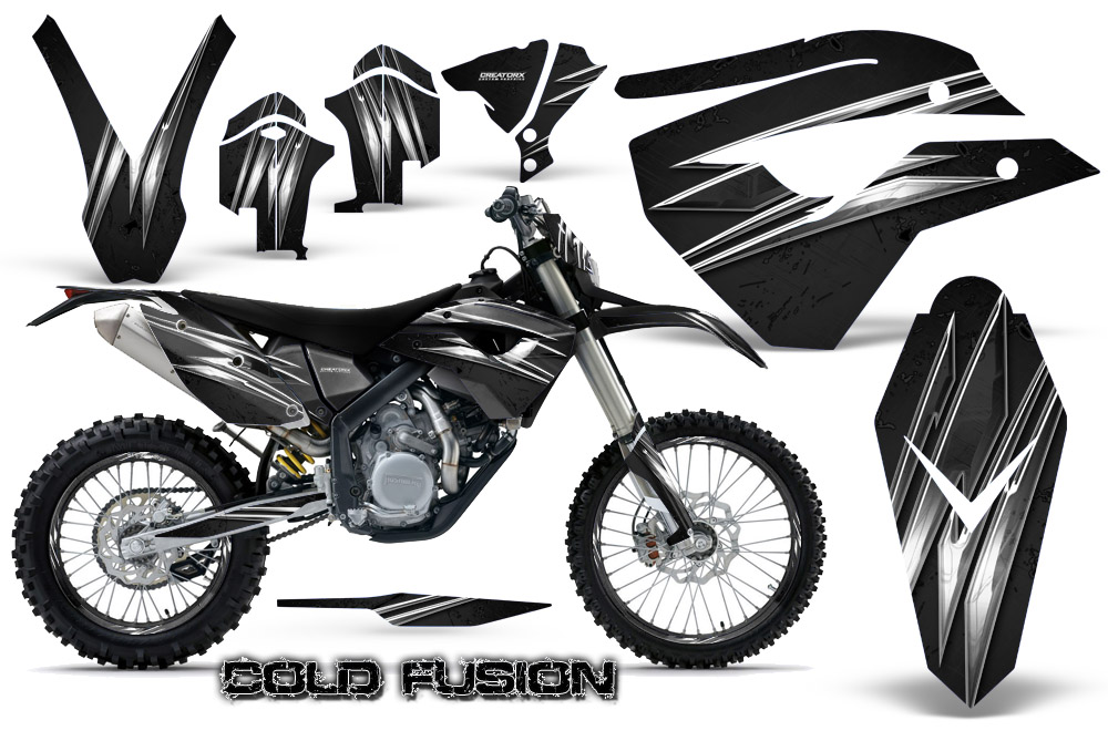 Husaberg FE570 Enduro 2010 Graphics Kit Cold Fusion Black NP Rims